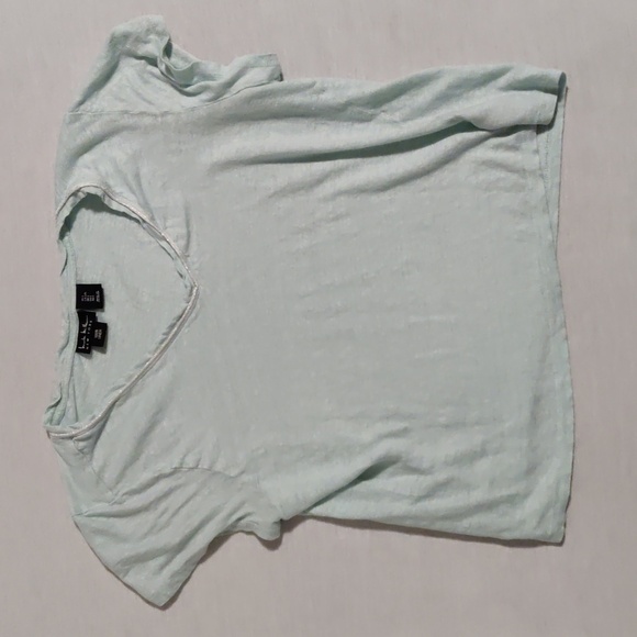 NICOLE Miller light teal color linen t-shirt Large - Picture 1 of 1